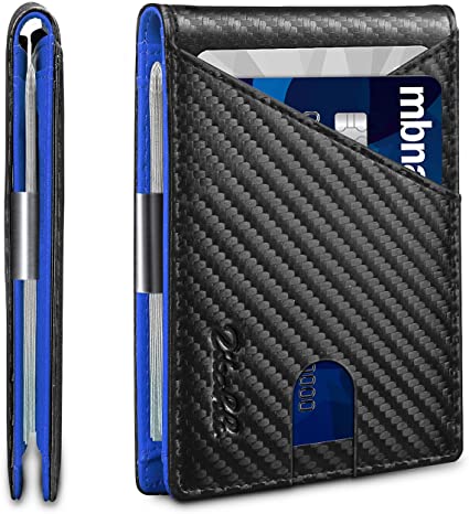 Zitahli Slim RFID Wallets for Men, Money Clip Bifold Leather Wallet Minimalist Mens Front Pocket Wallet with ID Window and 12 Card Slots Gift Box Packaging