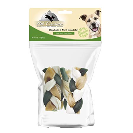 Pet Cuisine Dental Treats Braided Natural and Healthy Dog Treats Long lasting Puppy Multiple Flavors Chews,Chicken Beef Lamb Mint