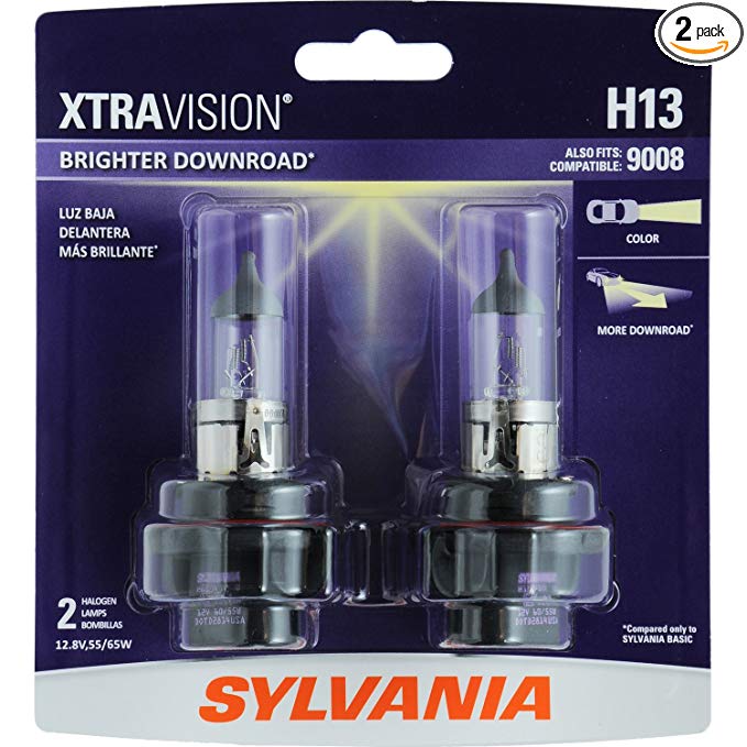 SYLVANIA H13 XtraVision Halogen Headlight Bulb, (Contains 2 Bulbs)