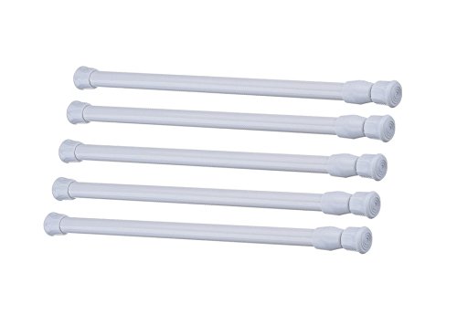 SHADIAO Adjustable Cupboard Bars Tensions Rod Spring Curtain Rod-5 Pack(10.5 Inch-14 Inch)