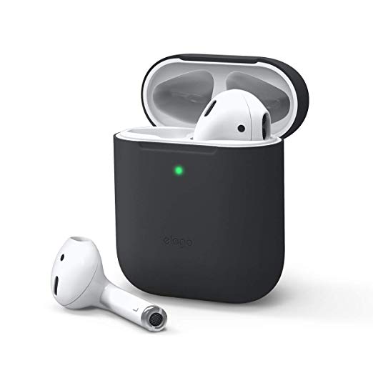 elago Upgraded AirPods Case (Front LED Visible) Protective Slim Cover (with no Hinge) Compatible with Apple AirPods 2 and 1 (Black)