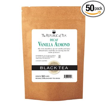 The Republic Of Tea Decaf Vanilla Almond Black Tea 50 Tea Bags Madagascar Vanilla Bean And Almond Bits