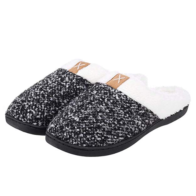 ZriEy Women's Comfort Memory Foam Slippers Warm Indoor Outdoor Anti-Slip House Shoes