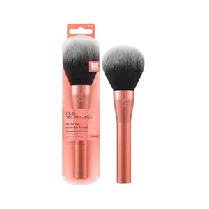 Real Techniques Extra Big Powder Brush, Large Makeup Brush For Powder, Fluffy Head For All-Over Setting, XL Brush For Quick Application, Stocking Stuffer, Cruelty-Free, Synthetic Bristles, 1 Count