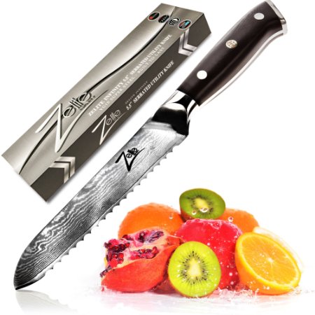 ZELITE INFINITY Serrated Utility Knife 5.5 Inch. Best Quality Japanese VG10 Super Steel 67 Layer High Carbon Stainless Steel - Razor Sharp, Superb Edge Retention, Stain & Corrosion Resistant! Gift