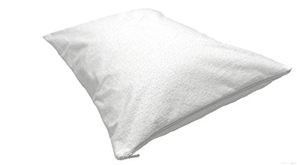 Highliving ® Zipped Terry Towelling Waterproof Pillow Protectors Pair Anti Allergy Dust Mite Proof