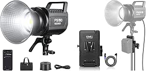 NEEWER FS150 LED Video Light 2.4G/APP Control, 130W 5600K COB Daylight Silent Photography Continuous Output Lighting 4 Precise Dimming Types 102000lux, V Mount Battery Plate Included