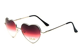 Flowertree Women's S014 Heart Aviator 55mm Sunglasses