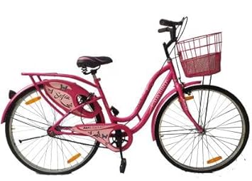 Hercules BSA Sofia 26T Single Speed Ladies Bicycle Road Racing Basket Cycle Pink, Girls Women, Ideal for 13  Years (Frame: 17 Inch)