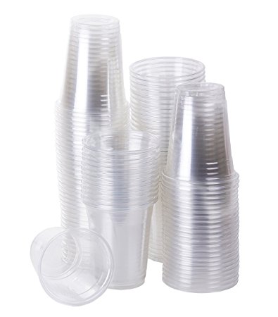 12 oz Plastic Clear Drink PET Cups, 100 Count