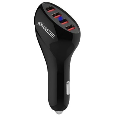 Amzer 10A/50W 4-Port USB Car Charger with Intelligent Rapid Charge Technology