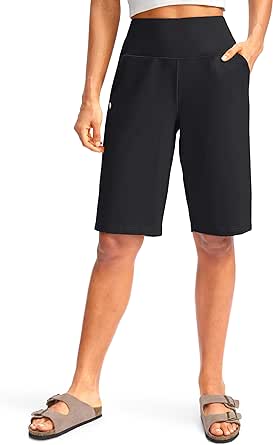 G Gradual Women's 12" Bermuda Long Shorts with Pockets High Waisted Stretch Knee Length Shorts for Women Summer Walking