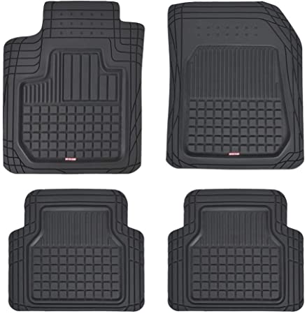 Motor Trend Flextough Semi-Custom Fit Car Floor Mats for Auto - Odorless Heavy Duty Rubber Floor Liners 4 Pieces Set - Trimmable (Black), Model Number: MT180