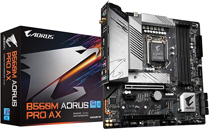 GIGABYTE B560M AORUS PRO AX (LGA 1200/ Intel/ B560/ Micro-ATX/Dual M.2/ PCIe 4.0/ USB 3.2 Gen2X2 Type-C/Intel WiFi 6/2.5GbE LAN/Motherboard)