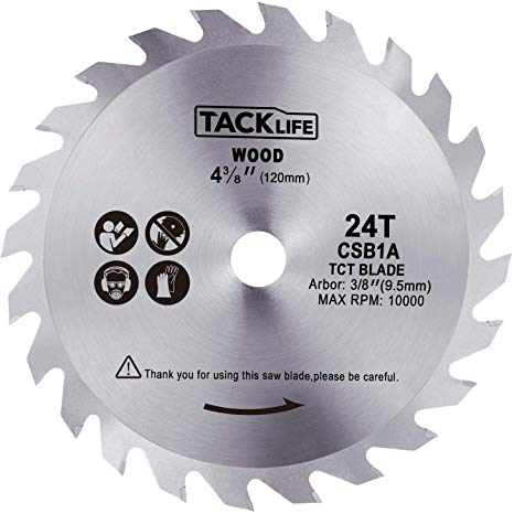 TACKLIFE Circular Saw Blade, 4-3/8-inch (120mm) 24T, Carbide Flooring Blade, Finishing Saw Blade with 3/8" (9.5mm) Arbor, 10000 Max RPM | CSB1A