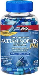 Acetaminophen PM 500mg Extra Strength Gelcaps 375 Count (Pack of 1)