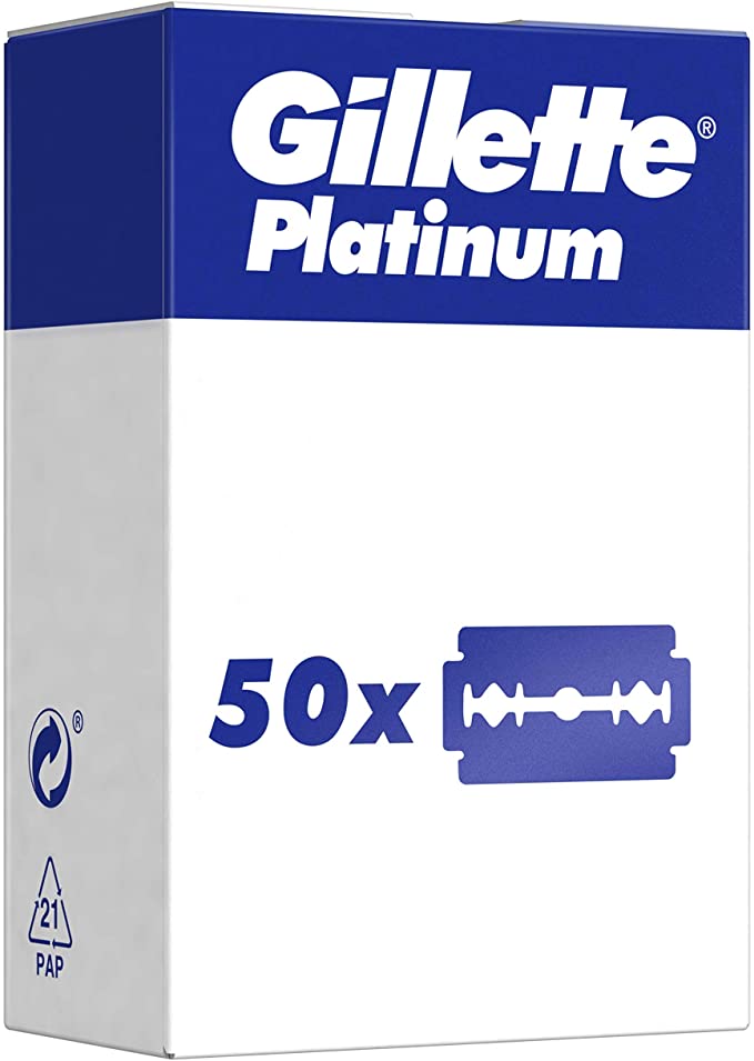 Gillette Double Edge Platinum Men’s Razor Blade, 50 Refills