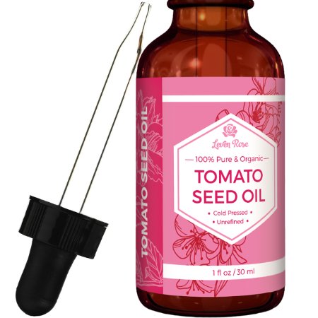 #1 TRUSTED Leven Rose ORGANIC Tomato Seed Oil - 100% Pure and Natural for Antioxidant Treatment of Sun Spots, Wrinkles, and Damaged Hair