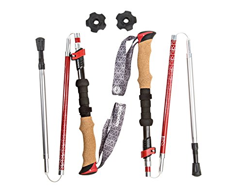 Wildhorn Pohlay Carbon Fiber Folding Collapsible Tri-fold Trekking Poles / Sticks. Multi-use For Hiking / Snowshoeing / Walking. Natural Cork Handles. Aluminum Lower Shaft To Optimize Strength.