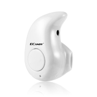 Ecandy Smallest Mini Wireless Stereo Bluetooth Headphone For Smart Phone Laptop Mini Earbud Headsets For Iphone 4 4S 5 5S Samsung Galaxy S4 S5 i9600 Note 2 3 Android Laptop Ipad TabletWhite
