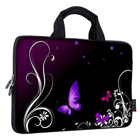 iColor 11" 11.6" 12" 12.1" 12.5" Laptop Carrying Bag Chromebook Case Notebook Ultrabook Bag Tablet Cover Neoprene Sleeve for Apple MacBook Air Samsung Google Acer HP DELL Lenovo Asus Purple Butterfly