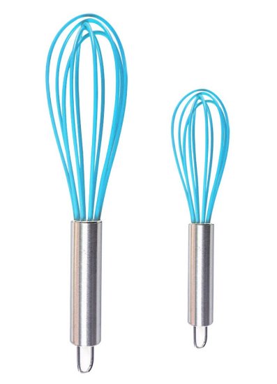 Clearance Sale - Ouddy Silicone Whisk Balloon Whisk Set Wire Whisk Egg Frother Milk and Egg Beater Blender - Kitchen Utensils for Blending Whisking Beating Stirring Set of 2