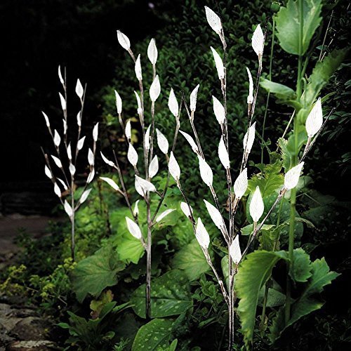 Set of 3 Solar Tree Pieces Branch Twig Leaf Outdoor Garden LED Lights Garden Border Beautiful Night Light Decorative Garden Patio Lamp Sun Powered Eco