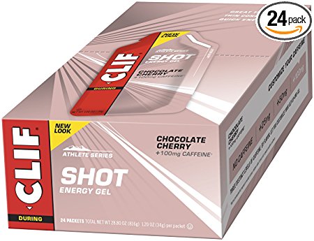 CLIF SHOT - Energy Gel - Chocolate Cherry - With Caffeine 1.2 Ounce Packet, 24 Count