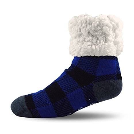 PUDUS Brand Slipper Socks (Lumberjack Blue)