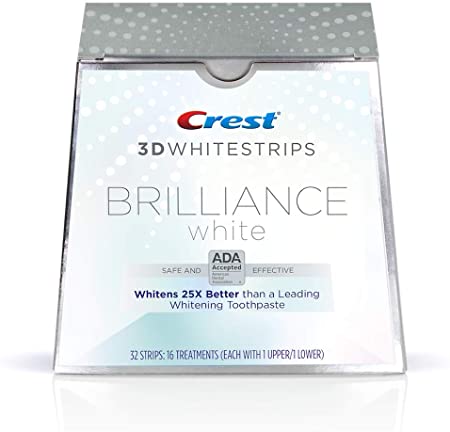 Crest 3D Whitestrips Brilliance White, 32 Strips = 16 Treatments (Each with 1 Upper/1 Lower).