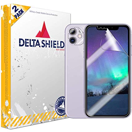 DeltaShield Screen Protector for Apple iPhone 11 (6.1 inch) (2-Pack) (Case Friendly Version   Camera Lens) BodyArmor Anti-Bubble Military-Grade Clear TPU Film