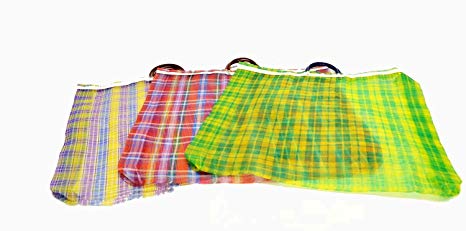 Set of 3, Mexican Tote Grocery/Beach Bags, 23 Inches High by 24 Inches Wide. Assorted Colors