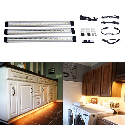 S&G 3000K(Warm White) Dimmable LED Under Cabinet Light Ultra Thin Under Counter Lighting 3pcs Panel Lights Included And Fixed With 3M Sticker Remote Control Buget-friendly