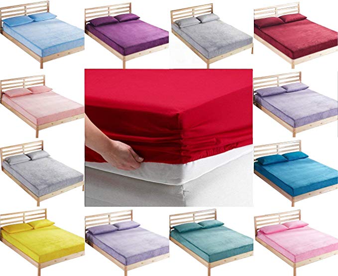 Voice7 Soft Flannel 100% Brushed Cotton - Extra Deep Fitted Bed Sheets 16" (40 cm) - 12 Colors & UK Sizes (Teal, Single)