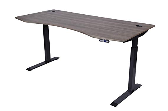 ApexDesk Elite Series 71" W Electric Height Adjustable Standing Desk (Memory Controller, 71" Fox Teakwood Top, Black Frame)