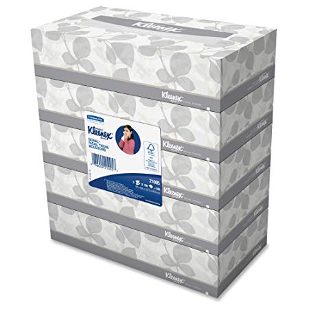 Kleenex® 2-Ply Facial Tissue, Flat, 100 Tissues Per Box, Pack of 5 Boxes