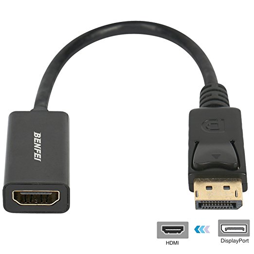 Displayport to HDMI Adapter, Benfei Dp(Display Port) Male to Hdmi Female Converter with Audio for Lenovo, Dell, HP, Asus and other brand(Dp to Hdmi)