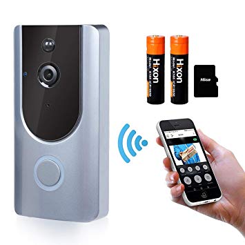 Wireless Video Doorbell Hixon WiFi Smart Doorbell 16G Card 720P HD 166° Wide Angle Door View Security Camera 2-Way Talk, Motion Detection, Night Vision, App Remote Control for iOS/Android