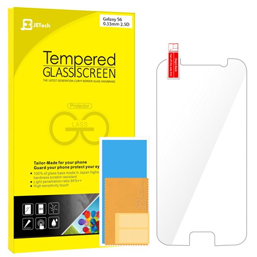 S6 Screen Protector, JETech Premium Tempered Glass Screen Protector Film for Samsung Galaxy S6 - 0855