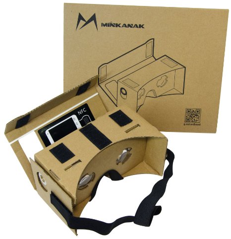 Google Cardboard Kit DIY 3D glasses by MINKANAK Virtual Reality Video Viewer Compatible with Android and Appple with Head Strap NFC Nose Pad and Easy Instruction