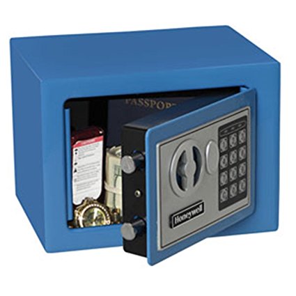 Honeywell 5005B 0.17 Cu. Ft. Small Steel Security Safe, Blue, 7.0"x9.0"x6.6"