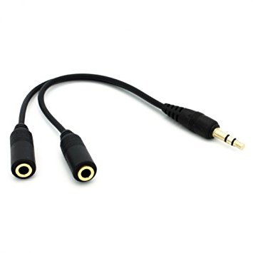 ANRANK AK0102MFB 3.5mm Stereo Audio Y Splitter Cable for Speaker and Headphones (Black)