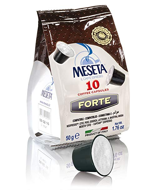 Nespresso Compatible (Original Line) 100 Meseta Forte Capsules Italian Gourmet coffee the perfect choice for the lovers of strong coffee, and for those who want to enjoy a creamy espresso Intensity 11