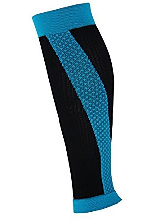 Shin Splint Compression Sleeves By Run Forever Sports - Health & Fitness Accessories for Men & Women - Ideal for Running, Cycling, Nurses, Maternity & More (Blue, Medium)