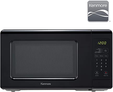 Kenmore 70729 0.7 cu. ft Compact 700 Watts 10 Power Settings, 6 Heating Presets, Removable Turntable, ADA Compliant Small Countertop Microwave, Black