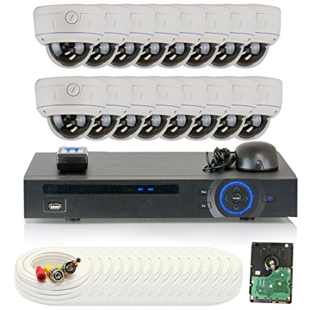 GW Security 1080P HD-CVI 16 Channel Video Security Camera System - Sixteen 2MP Weatherproof 2.8-12mm Varifocal Zoom Dome Cameras, 30-IR LED 80ft Night Vision, Long Distance Transmit Range (984ft), Pre-Installed 4TB HDD