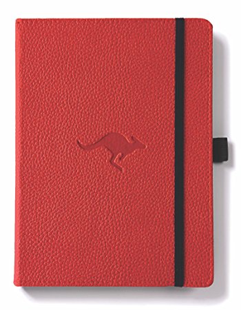 Dingbats Wildlife Medium A5  (6.3 x 8.5) Hardcover Notebook - PU Leather, Micro-Perforated 100gsm Cream Pages, Inner Pocket, Elastic Closure, Pen Holder, Bookmark (Dot Grid, Red Kangaroo)