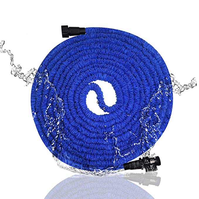 KLAREN Garden Hose, Expanding Garden Hose, 75ft Expandable Garden Water Hose, 3/4 Solid Standard Fittings & Triple Layer Latex Core & Latest Improved Extra Strength Fabric Protection Blue
