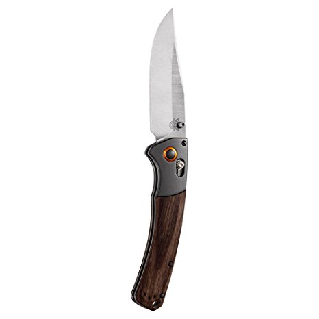 Benchmade - Crooked River 15080-2, Plain Drop-Point, Stabilized Wood Handle, Satin Finish