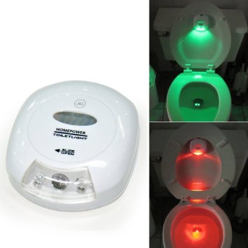 LED Sensor Motion Activated Toilet Nightlight Battery-operated with Red and Green Light Showing Toilet Seat Up or Down